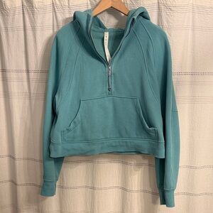 lululemon athletica Scuba Cropped Teal Half-Zip Hoodie